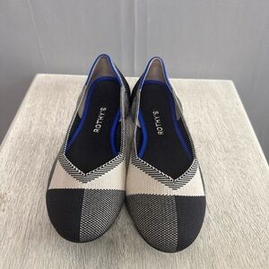 Rothy's Women’s Black and Cream Checkered Flats Size 8